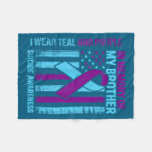 Teal Purple Ribbon Suicide Awareness Flag Brother  Fleece Deken (Voorkant (Horizontaal))