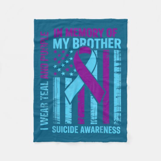 Teal Purple Ribbon Suicide Awareness Flag Brother  Fleece Deken (Voorkant)