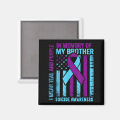 Teal Purple Ribbon Suicide Awareness Flag Brother Magneet (Voorkant / Achterkant)