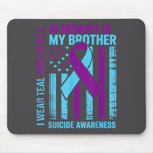 Teal Purple Ribbon Suicide Awareness Flag Brother Muismat (Voorkant)