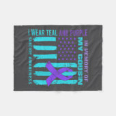 Teal Purple Ribbon Suicide Awareness Flag Cousin B Fleece Deken (Voorkant (Horizontaal))
