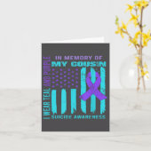 Teal Purple Ribbon Suicide Awareness Flag Cousin B Kaart (Gele Bloem)