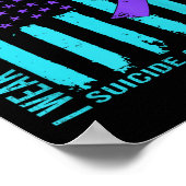 Teal Purple Ribbon Suicide Awareness Flag Cousin B Poster (Hoek)