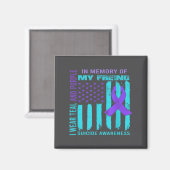 Teal Purple Ribbon Suicide Awareness Flag Freind B Magneet (Voorkant / Achterkant)