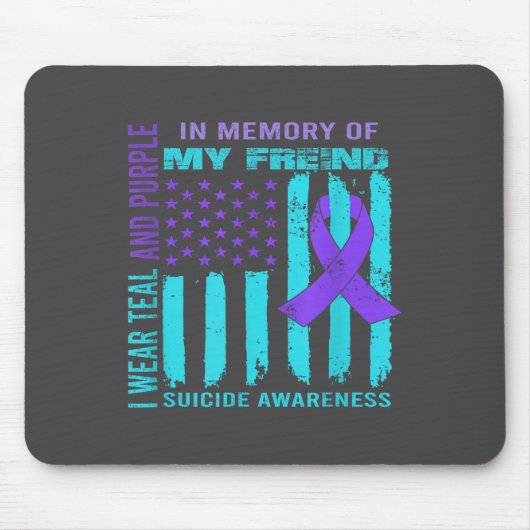 Teal Purple Ribbon Suicide Awareness Flag Freind B Muismat (Voorkant)