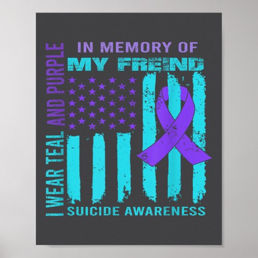 Teal Purple Ribbon Suicide Awareness Flag Freind B Poster (Voorkant)