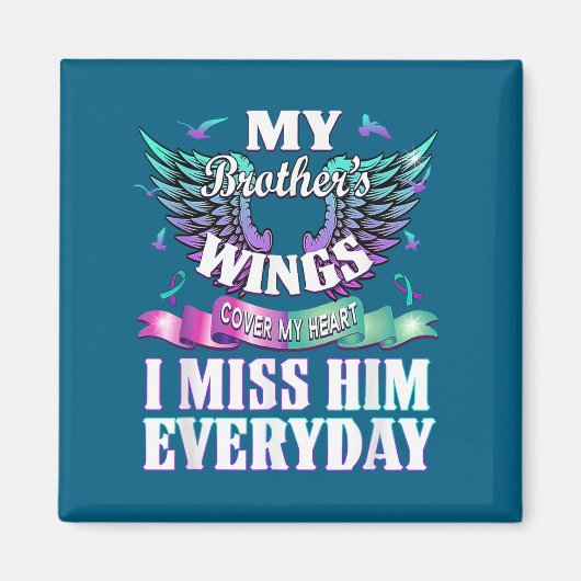 Teal Purple Ribbon Suicide Awareness Flag I Miss M Magneet (Voorkant)