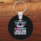 Teal Purple Ribbon Suicide Awareness Flag I Miss M Sleutelhanger (Voorkant)