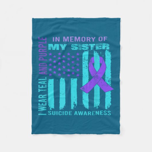 Teal Purple Ribbon Suicide Awareness Flag Sister B Fleece Deken (Voorkant)