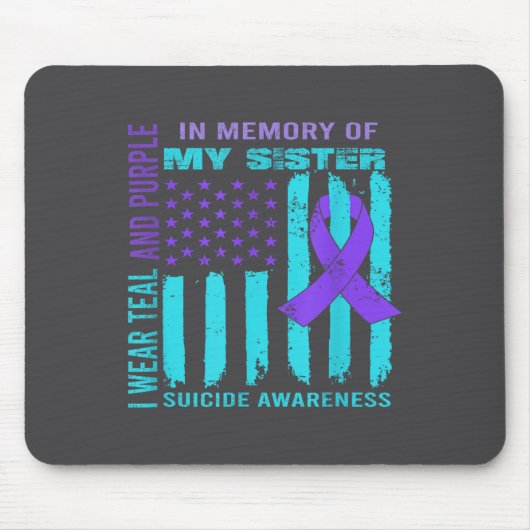 Teal Purple Ribbon Suicide Awareness Flag Sister B Muismat (Voorkant)