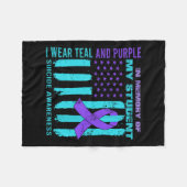 Teal Purple Ribbon Suicide Awareness Flag Student Fleece Deken (Voorkant (Horizontaal))