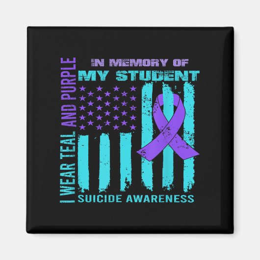 Teal Purple Ribbon Suicide Awareness Flag Student Magneet (Voorkant)