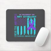 Teal Purple Ribbon Suicide Awareness Flag Student  Muismat (Met muis)