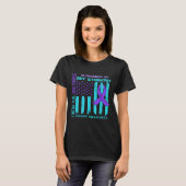 Teal Purple Ribbon Suicide Awareness Flag Student  T-shirt (Voorkant volledig)