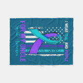 Teal Purple Ribbon Suicide Awareness Flag Uncle  Fleece Deken (Voorkant (Horizontaal))