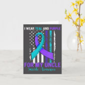 Teal Purple Ribbon Suicide Awareness Flag Uncle Kaart (Gele Bloem)