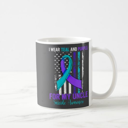 Teal Purple Ribbon Suicide Awareness Flag Uncle  Koffiemok (Rechts)