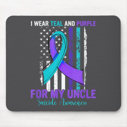 Teal Purple Ribbon Suicide Awareness Flag Uncle  Muismat (Voorkant)