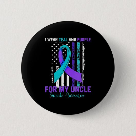 Teal Purple Ribbon Suicide Awareness Flag Uncle Ronde Button 5,7 Cm (Voorkant)