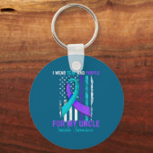 Teal Purple Ribbon Suicide Awareness Flag Uncle  Sleutelhanger (Voorkant)