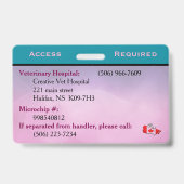 Teal/Purple servicehond ID kaart Badge (Achterkant)