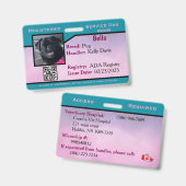 Teal/Purple servicehond ID kaart Badge (Voor- en achterkant)