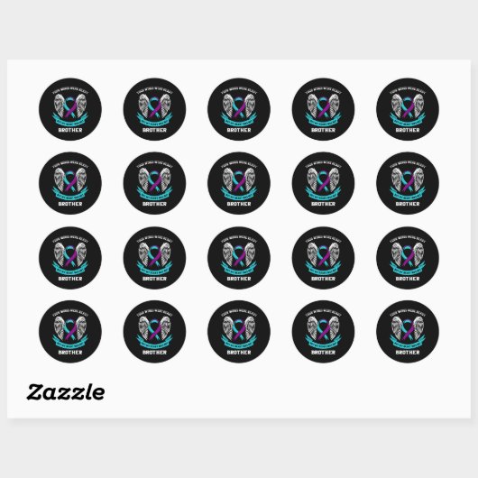 Teal Purple Suicide Awareness Brother Your Wings W Ronde Sticker (Vel)