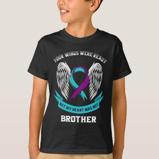 Teal Purple Suicide Awareness Brother Your Wings W T-shirt (Voorkant)