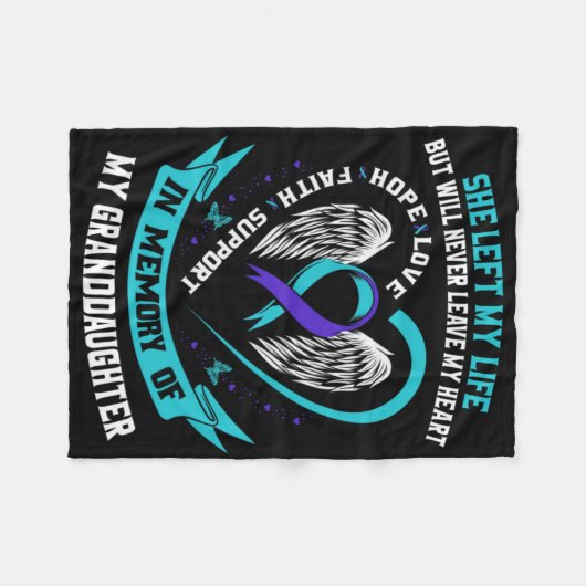 Teal Purple Suicide Awareness Granddaughter Memori Fleece Deken (Voorkant (Horizontaal))