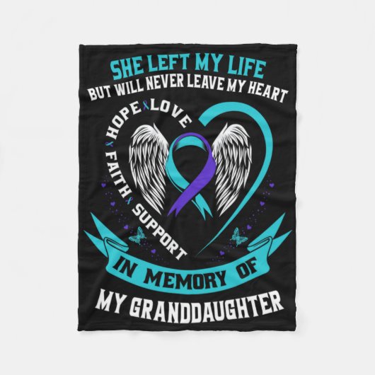 Teal Purple Suicide Awareness Granddaughter Memori Fleece Deken (Voorkant)