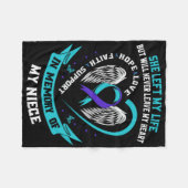 Teal Purple Suicide Awareness Ribbon Niece Memoria Fleece Deken (Voorkant (Horizontaal))