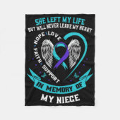 Teal Purple Suicide Awareness Ribbon Niece Memoria Fleece Deken (Voorkant)
