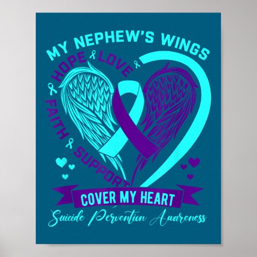 Teal Purple Suicide Prevention Awareness Nephew He Poster (Voorkant)