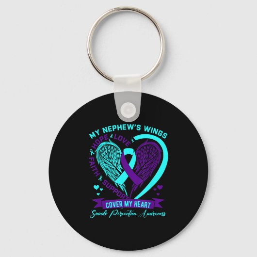 Teal Purple Suicide Prevention Awareness Nephew He Sleutelhanger (Voorkant)