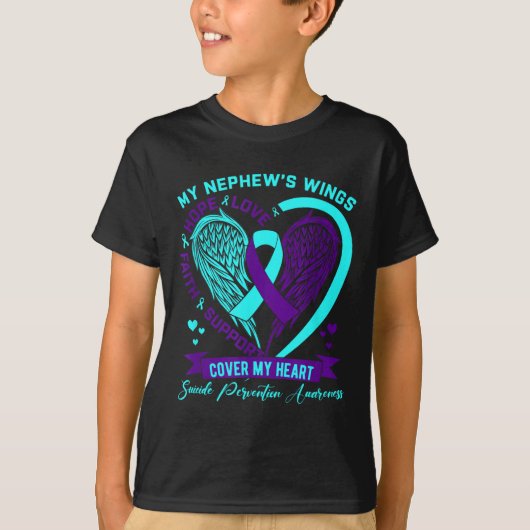 Teal Purple Suicide Prevention Awareness Nephew He T-shirt (Voorkant)