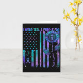 Teal Purple Us Usa Flag Suicide Prevention Awarene Kaart (Gele Bloem)