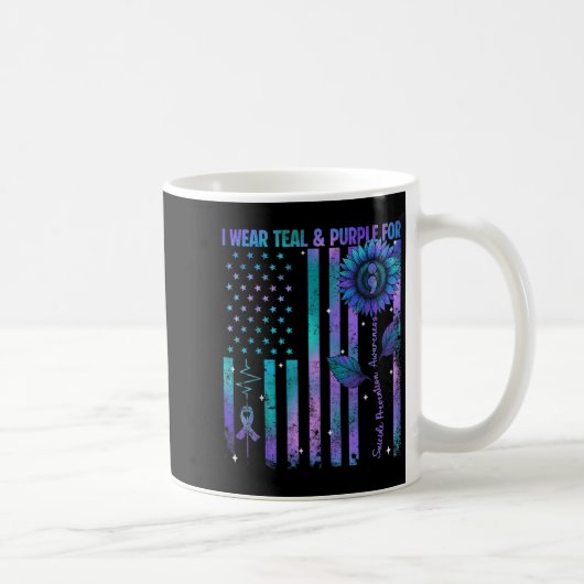 Teal Purple Us Usa Flag Suicide Prevention Awarene Koffiemok (Rechts)