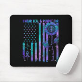 Teal Purple Us Usa Flag Suicide Prevention Awarene Muismat (Met muis)