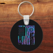 Teal Purple Us Usa Flag Suicide Prevention Awarene Sleutelhanger (Voorkant)
