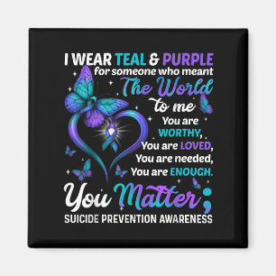 Teal Purple You Maand van de Preventie van Zelfmoo Magneet