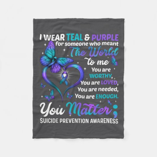 Teal Purple You Suicide Prevention Awareness Month Fleece Deken (Voorkant)