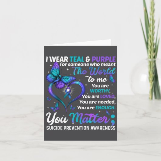 Teal Purple You Suicide Prevention Awareness Month Kaart (Voorkant)