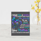Teal Purple You Suicide Prevention Awareness Month Kaart (Gele Bloem)