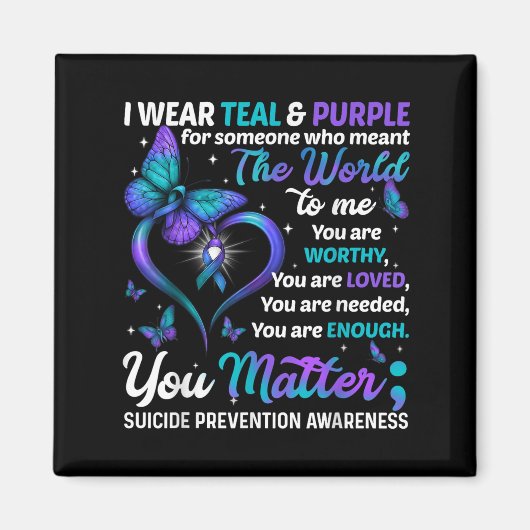 Teal Purple You Suicide Prevention Awareness Month Magneet (Voorkant)