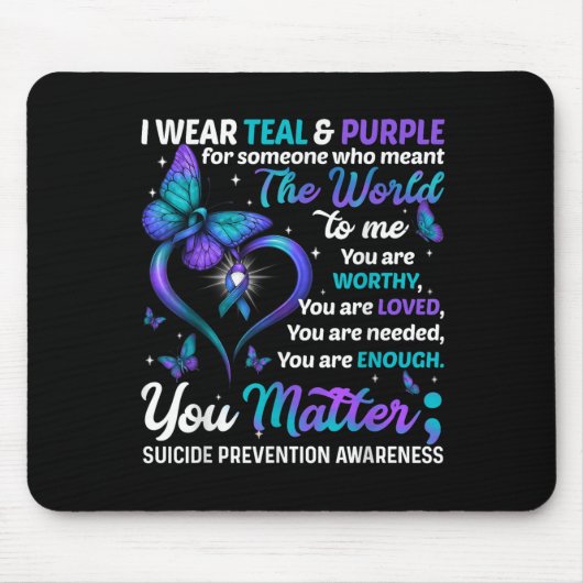 Teal Purple You Suicide Prevention Awareness Month Muismat (Voorkant)