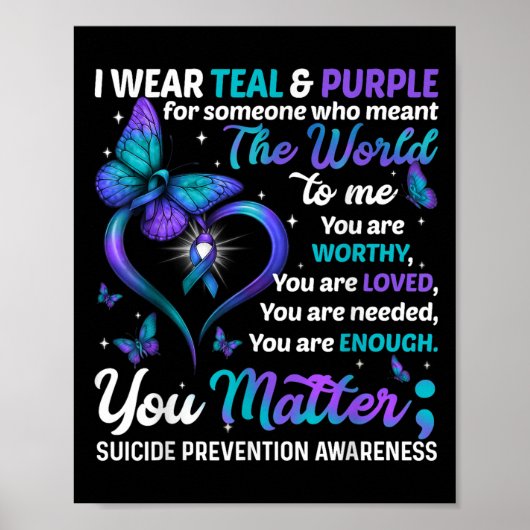 Teal Purple You Suicide Prevention Awareness Month Poster (Voorkant)