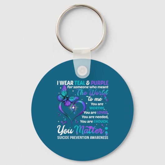 Teal Purple You Suicide Prevention Awareness Month Sleutelhanger (Voorkant)