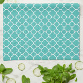 Teal Quatrefoil Patroon Theedoek (Gevouwen)