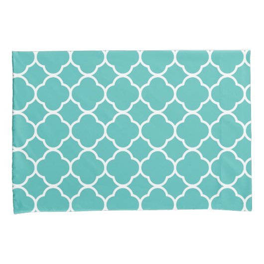 Teal Quatrefoil Pattern Kussensloop (Voorkant-Rechts)