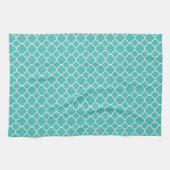 Teal Quatrefoil Pattern Theedoek (Horizontaal)